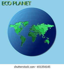planet vector illustration. Eco world, 3d land. design elements - planet, globe, green nature