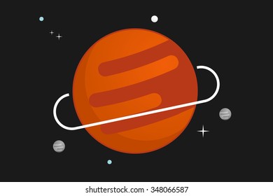 Planet vector illustration: Jupiter with ring