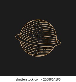 Planet vector illustration. Logo in modern style. vector linear icon. Boho design templates. Design elements for decoration in modern style. magical drawings. Saturn icon