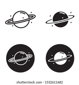 Planet vector illustration with simple black and white design. Planet icon 