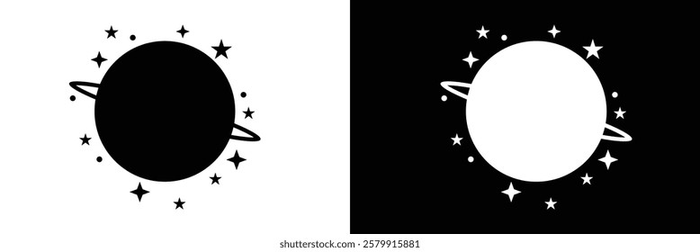 Planet vector illustration with simple black and white design. Planet icon .Vector Illustration .