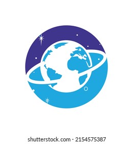 Planet vector logo design template. Space logo design concept.