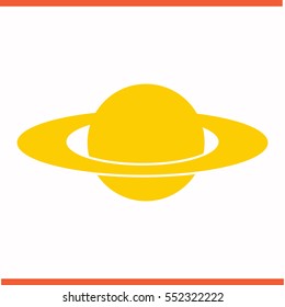 Planet vector yellow icon on white background. Planet symbol stock bitmap illustration. Business picture.