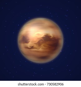 Planet venus background night sky cartoon style. Planet venus against the background of the night sky in cartoon style for designers and illustrators. Celestial body as a vector illustration