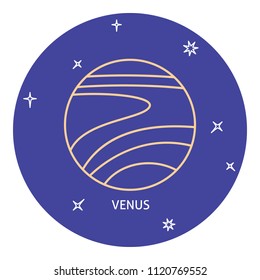 Planet Venus icon in thin line style