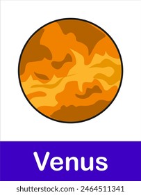 Planet Venus on white background of Solar System in Space. Planet illustration elements for education and other purposes