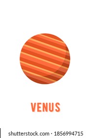 Planet Venus Poster Design. space planet design on white background, minimalist cartoon style vector. kids poster, wall art ready for print.