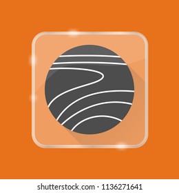 Planet Venus silhouette icon in flat style on transparent button