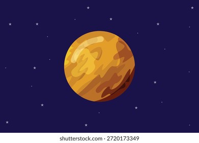 Planeta vênus com fundo estelar. Lua estrela Sol planeta Conceito. Ilustração vetorial plana colorida isolada