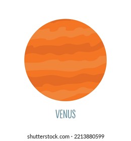 Planet Venus. Vector illustration in cartoon style for children. Icon of planet