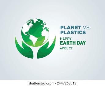 Planet vs. Plastics , Earth day 2024 concept 3d tree background. Ecology concept. Design with globe map drawing and leaves isolated on white background. 