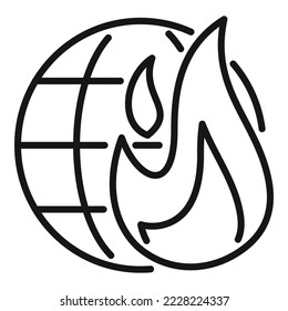 Planet warming icon outline vector. Global climate. Eco disaster