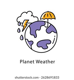 Planet Weather vector Filled Outline Style Icon. Eps 10 File