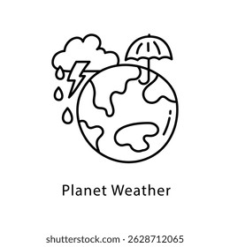 Icono de estilo de contorno de Vector de Clima de planeta. Archivo Eps 10