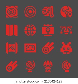 iconos de la web del planeta. Mapas y sistema solar, símbolo de globo y vector, señales vectoriales