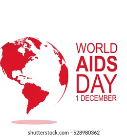 Planet in white and red, text on right side world day AIDS