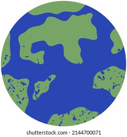 Planet with world ocean and continents isolated on white background. Detailed Earth model. Symbol of caring for nature, environment and ecology of planet. Layout of earth as humanity protection icon