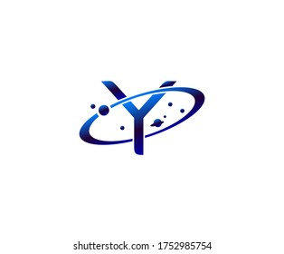 Carta Planeta Y. Forma de anillo redondo modelo de diseño de logotipo de negocios.logotipo de anillo de círculo, símbolo cósmico del planeta,alfabeto,concepto de símbolo de identidad corporativa.