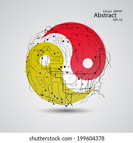 Planet yin yang, vector eps10 elegant wave