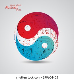 Planet yin yang, vector eps10 elegant wave