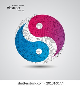 Planet yin yang, vector eps10 elegant wave