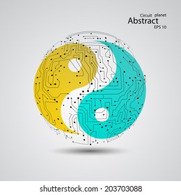 Planet yin yang, vector eps10 elegant wave