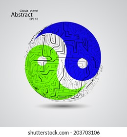 Planet yin yang, vector eps10 elegant wave