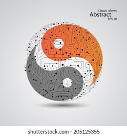 Planet yin yang, vector eps10 elegant wave