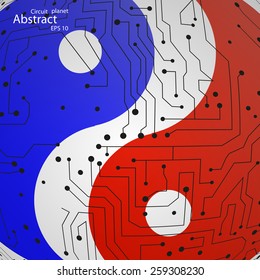 Planet yin yang, vector eps10 elegant wave
