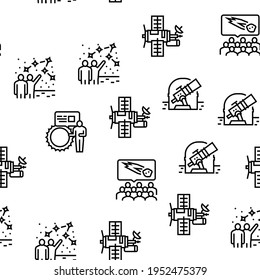 Planetarium Equipment Vector Seamless Pattern Thin Line Illustration