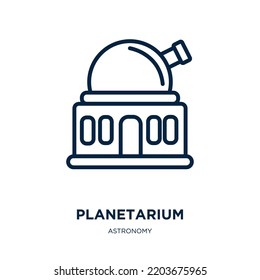 planetarium icon from astronomy collection. Thin linear planetarium, space, science outline icon isolated on white background. Line vector planetarium sign, symbol for web and mobile