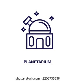 planetarium icon from astronomy collection. Thin linear planetarium, space, planet outline icon isolated on white background. Line vector planetarium sign, symbol for web and mobile