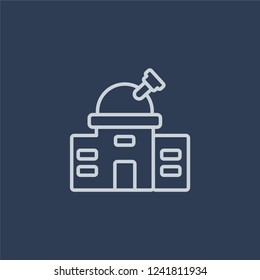 Planetarium icon. Planetarium linear design concept from Astronomy collection. Simple element vector illustration on dark blue background.