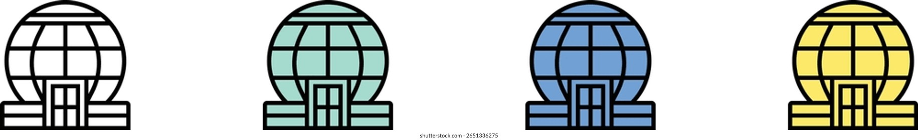 planetarium icon. Outline, Green, Blue and Yellow Style Design Isolated On White Background