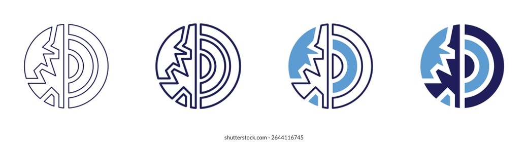 Planetary alignment icon in 4 different styles. Thin Line, Line, Bold Line, Duotone. Duotone style. Editable stroke.