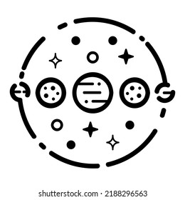 Planetary Alignment Round Galaxy Shape Flat Icon Design