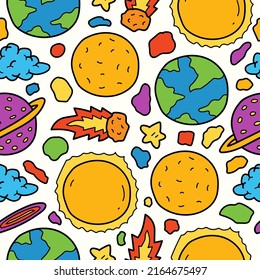 Planetary doodle cartoon pattern design