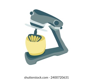 Planetary dough mixing machine, planetary mixer. Kitchen appliances. Vector illustration