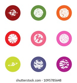 Planetary exploration icons set. Flat set of 9 planetary exploration vector icons for web isolated on white background