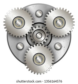 Planetary gear mechanism. Vector illustration on white background.