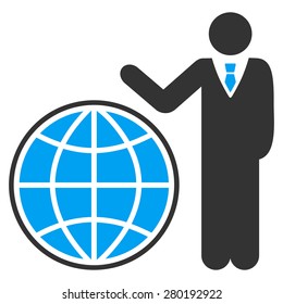 Planetary icon from Business Bicolor Set. This isolated flat symbol uses modern corporation light blue and gray colors.