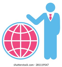 Planetary icon from Business Bicolor Set. This isolated flat symbol uses light blue and pink colors.