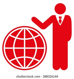 Planetary icon from Business Bicolor Set. Vector style: flat symbols, red color, rounded angles, white background.