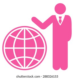 Planetary icon from Business Bicolor Set. Vector style: flat symbols, pink color, rounded angles, white background.