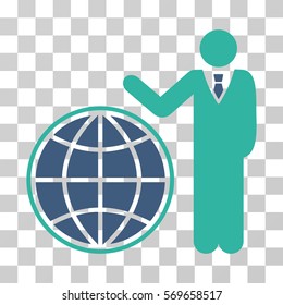 Planetary Manager icon. Vector illustration style is flat iconic bicolor symbol, cobalt and cyan colors, transparent background. Designed for web and software interfaces.