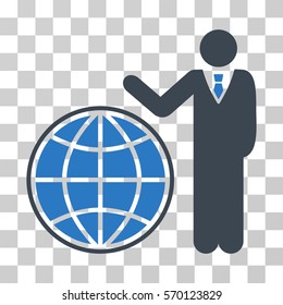 Planetary Manager icon. Vector illustration style is flat iconic bicolor symbol, smooth blue colors, transparent background. Designed for web and software interfaces.
