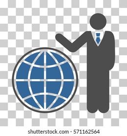 Planetary Manager icon. Vector illustration style is flat iconic bicolor symbol, cobalt and gray colors, transparent background. Designed for web and software interfaces.