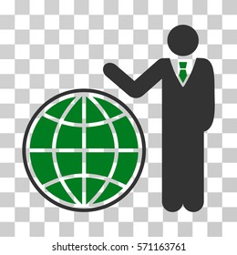 Planetary Manager icon. Vector illustration style is flat iconic bicolor symbol, green and gray colors, transparent background. Designed for web and software interfaces.