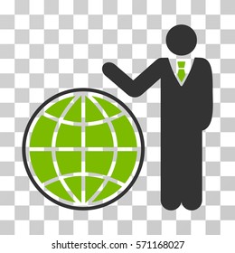 Planetary Manager icon. Vector illustration style is flat iconic bicolor symbol, eco green and gray colors, transparent background. Designed for web and software interfaces.