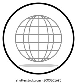 Planetary map globe icon. Vector earth symbol, globe globus pictogram, traveler wide geography symbol or eco-friendly space exploration icon.